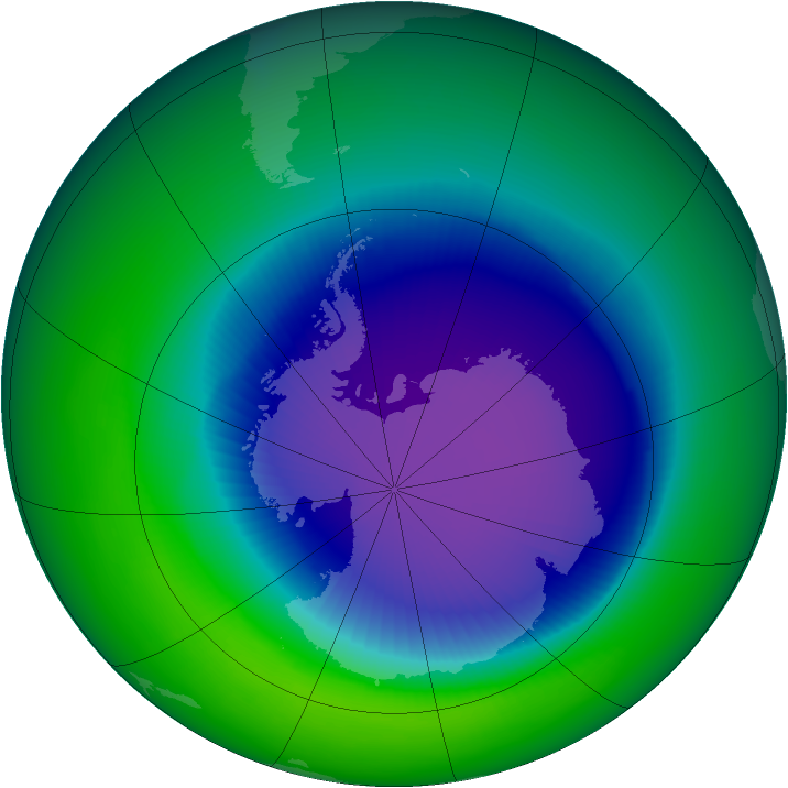 2001-October monthly mean Antarctic ozone